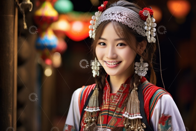 高清大图下载【趣麦麦图】穿着民族服饰的女孩