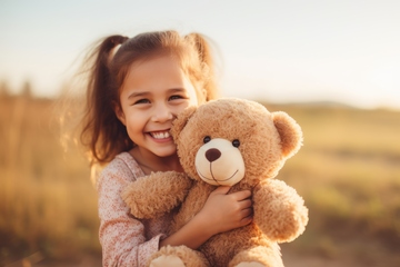 抱着玩具小熊猫的女孩