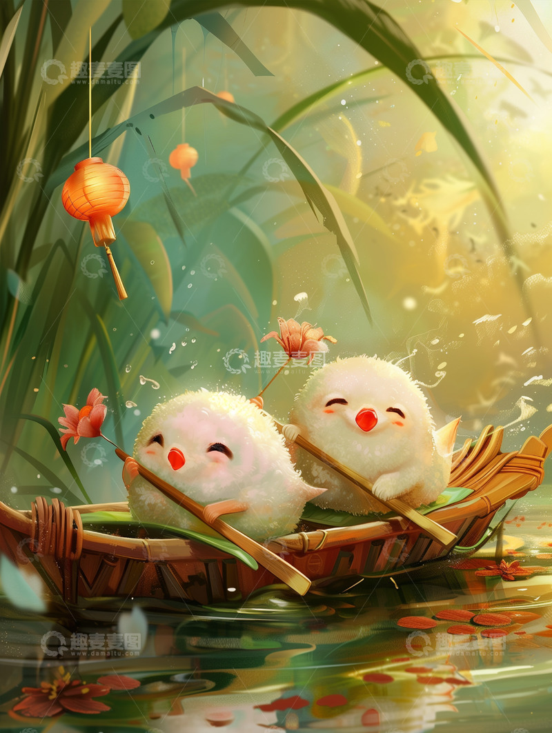 高清大图下载【趣麦麦图】节日唯美背景插画素材&mdash;&mdash;端午篇21