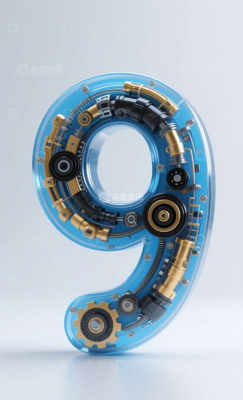 高清大图下载【趣麦麦图】蓝色机械数字9