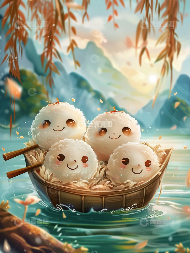 高清大图下载【趣麦麦图】节日唯美背景插画素材&mdash;&mdash;端午篇18