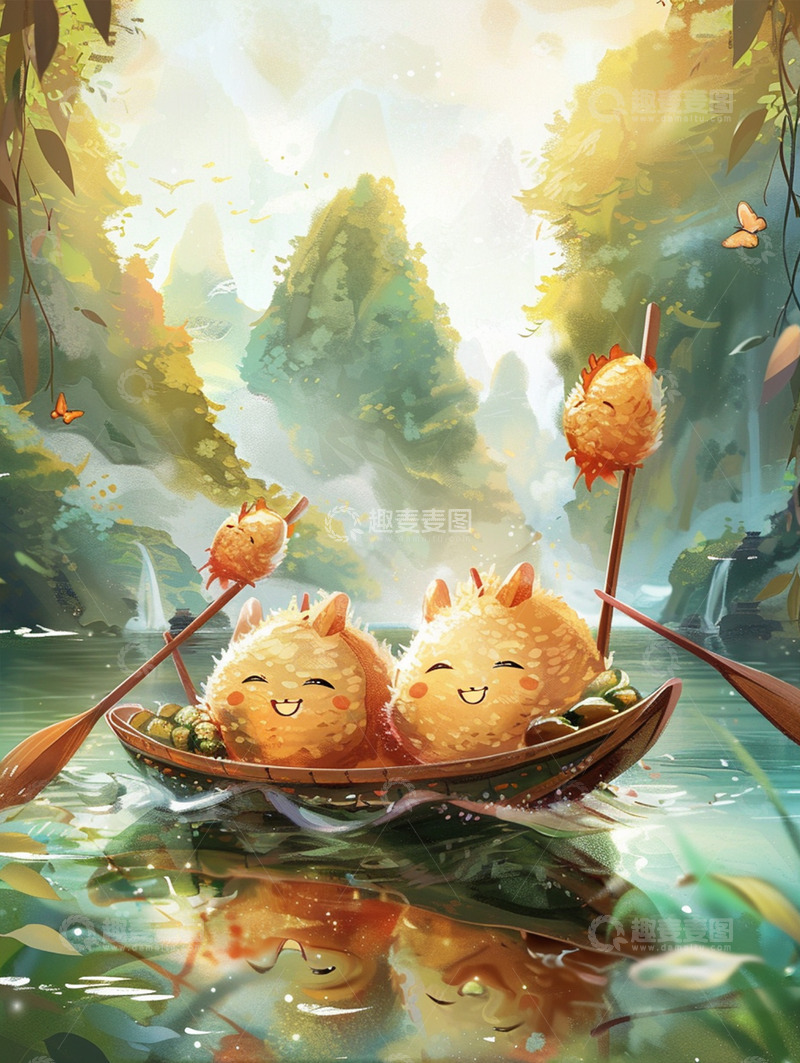 高清大图下载【趣麦麦图】节日唯美背景插画素材&mdash;&mdash;端午篇22