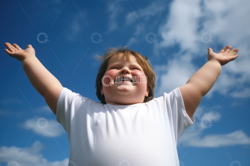 高清大图下载【趣麦麦图】伸胳膊的可爱胖男孩