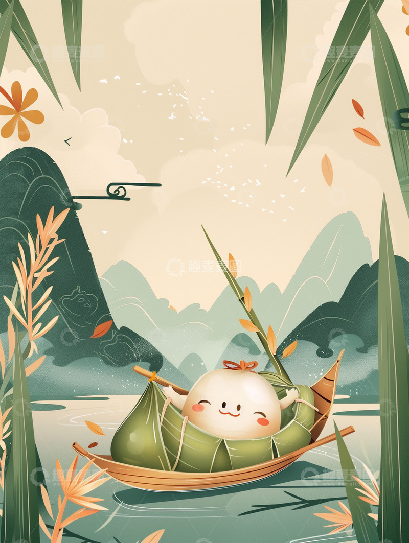 高清大图下载【趣麦麦图】节日唯美背景插画素材&mdash;&mdash;端午篇16