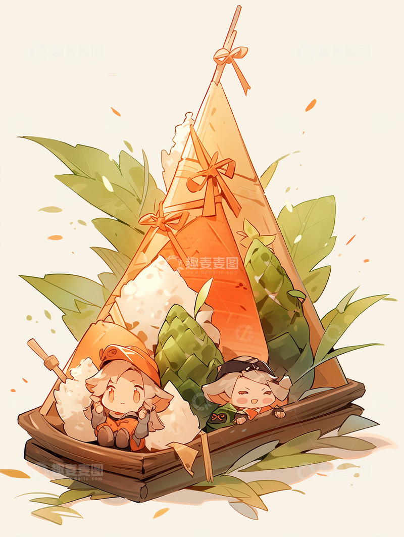 高清大图下载【趣麦麦图】节日唯美背景插画素材&mdash;&mdash;端午篇39