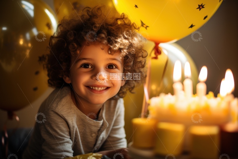 高清大图下载【趣麦麦图】过生日的卷毛男孩
