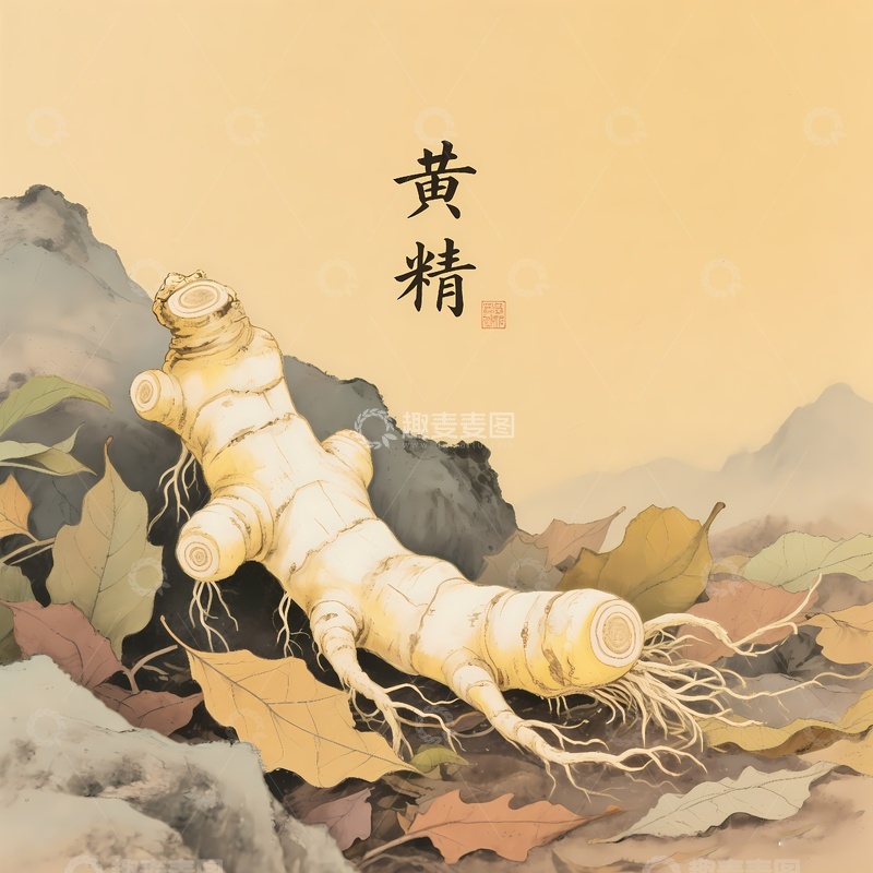 高清大图下载【趣麦麦图】黄精手绘摄影