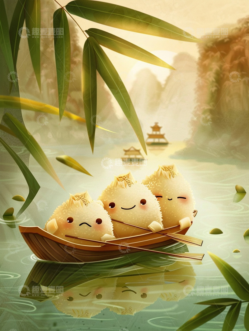 高清大图下载【趣麦麦图】节日唯美背景插画素材&mdash;&mdash;端午篇37