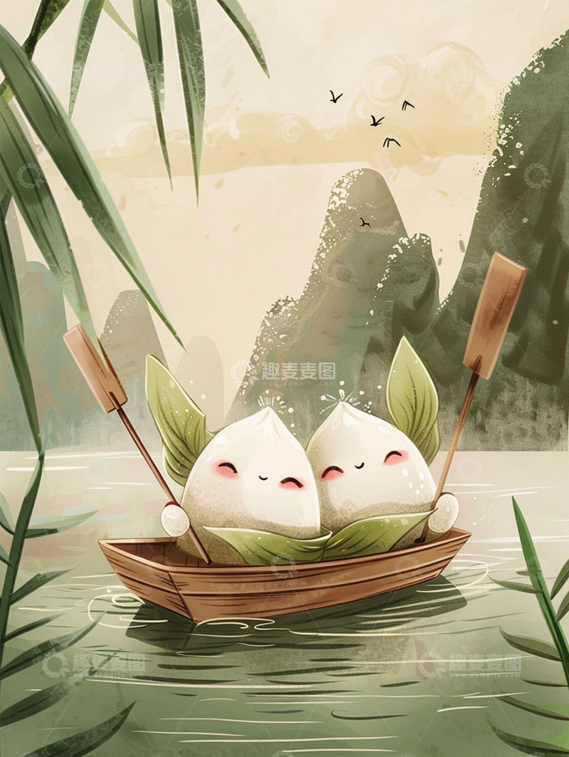 高清大图下载【趣麦麦图】节日唯美背景插画素材&mdash;&mdash;端午篇36