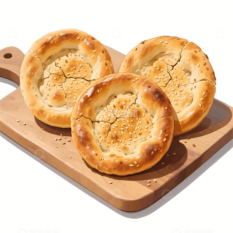 高清大图下载【趣麦麦图】新疆烤馕绘画4