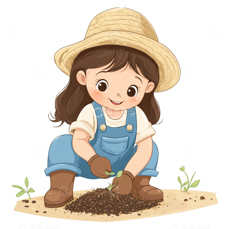 高清大图下载【趣麦麦图】手绘卡通农民播种免抠元素7