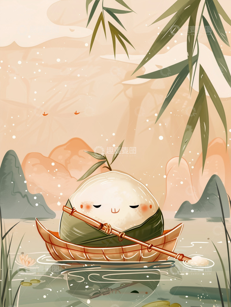 高清大图下载【趣麦麦图】节日唯美背景插画素材&mdash;&mdash;端午篇50