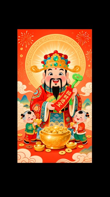 财神到财神爷年画1