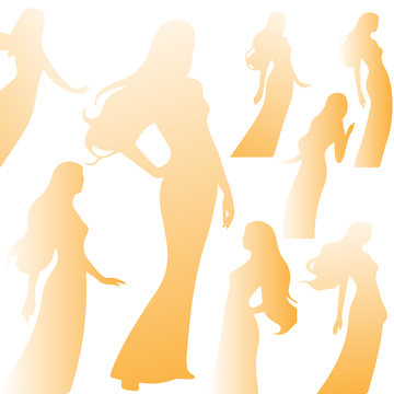 高清矢量金色女性剪影