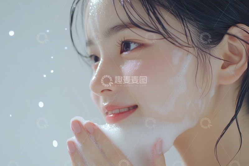 高清大图下载【趣麦麦图】洗脸的可爱美少女