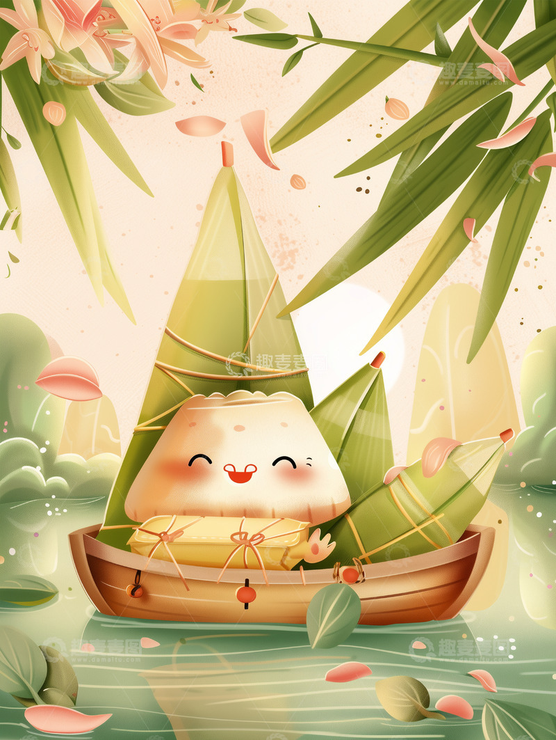 高清大图下载【趣麦麦图】节日唯美背景插画素材&mdash;&mdash;端午篇62