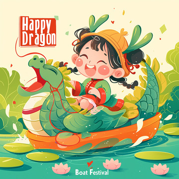 端午节卡通贴纸插画1