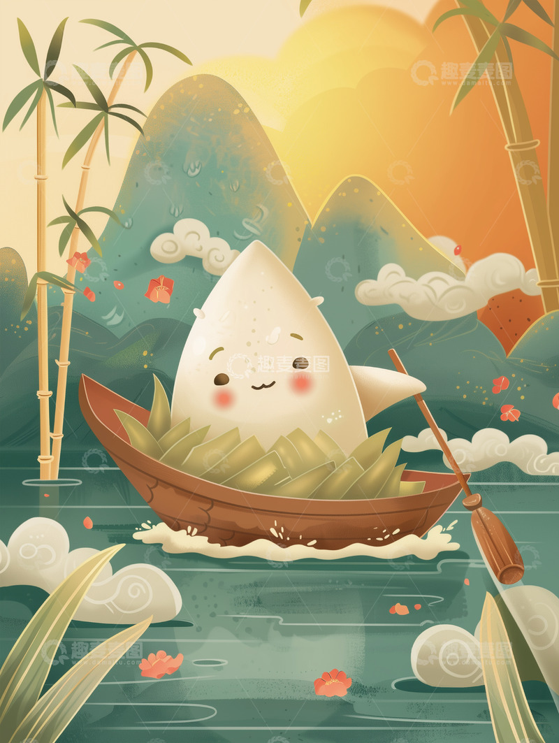 高清大图下载【趣麦麦图】节日唯美背景插画素材&mdash;&mdash;端午篇76