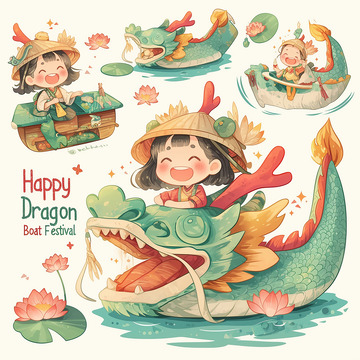 端午节卡通贴纸插画3