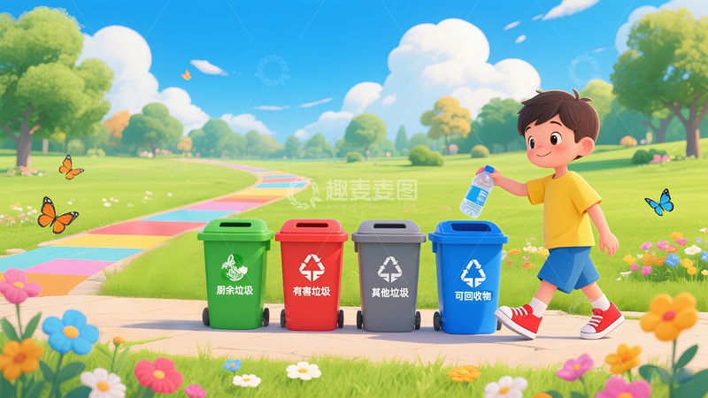 高清大图下载【趣麦麦图】垃圾分类公益