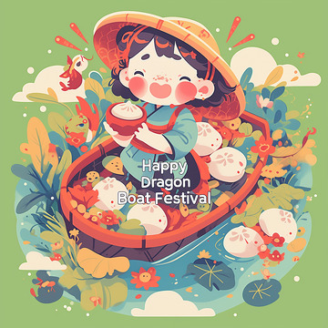 端午节卡通贴纸插画2