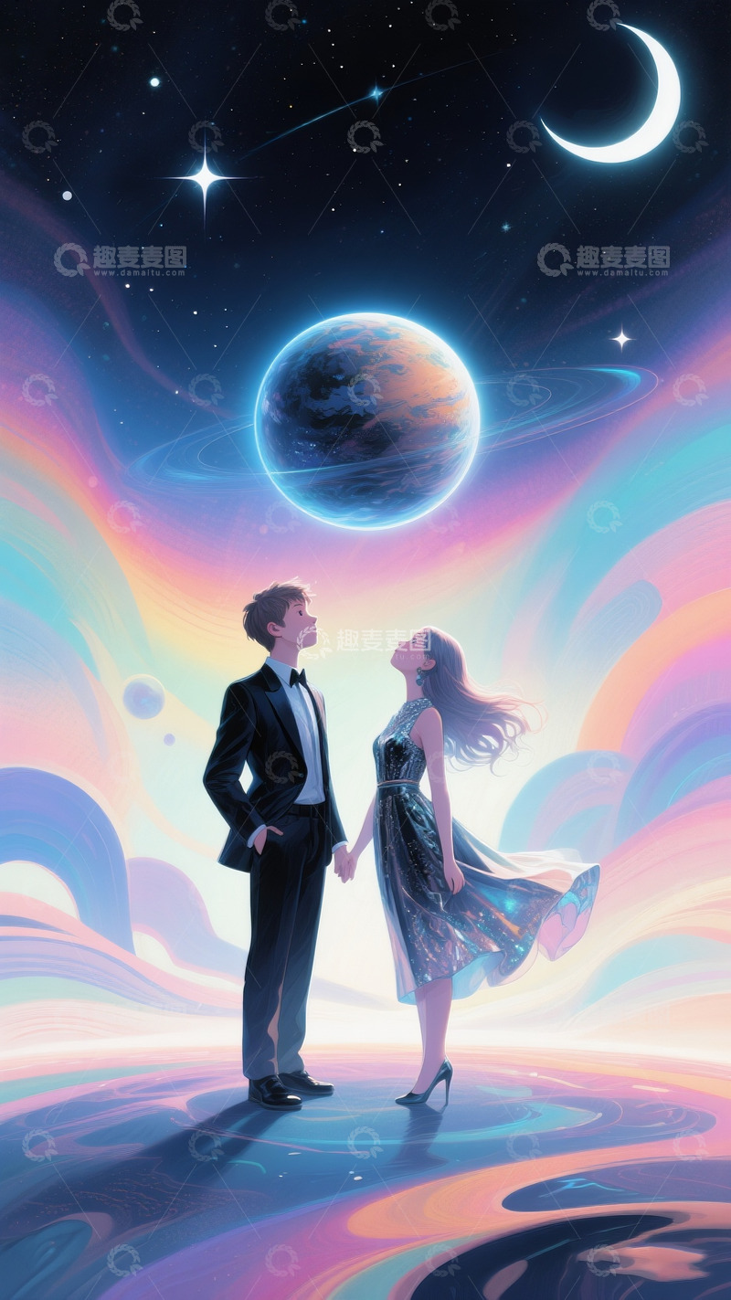 高清大图下载【趣麦麦图】情侣人物插画16