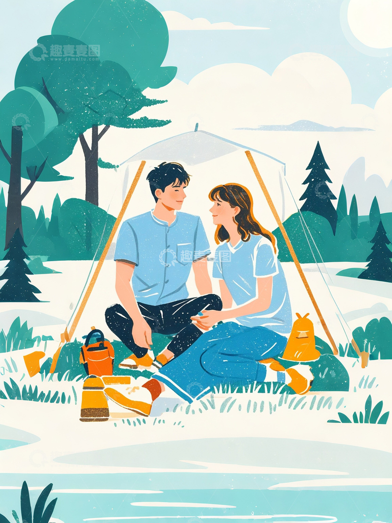 高清大图下载【趣麦麦图】情侣人物插画6