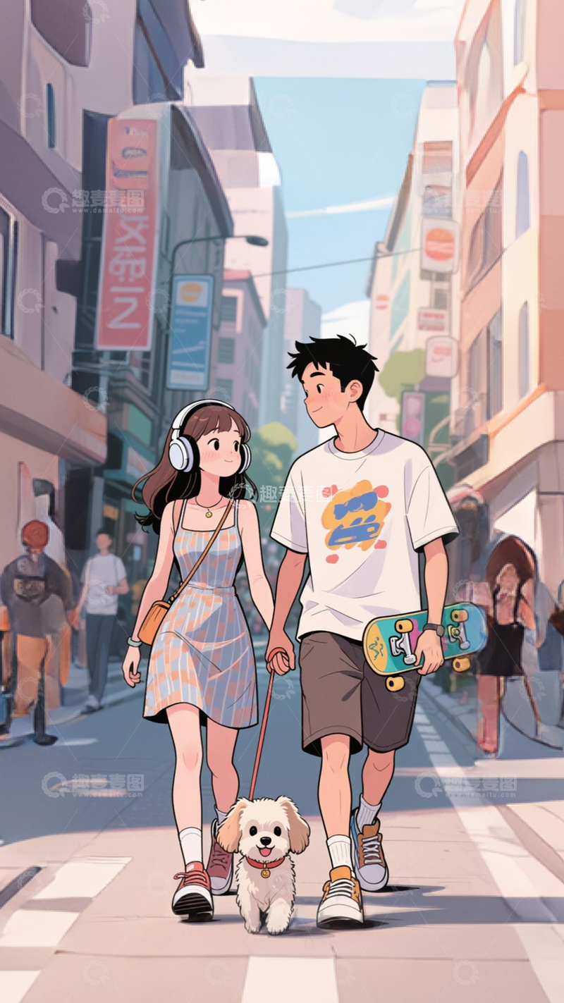 高清大图下载【趣麦麦图】情侣人物插画9