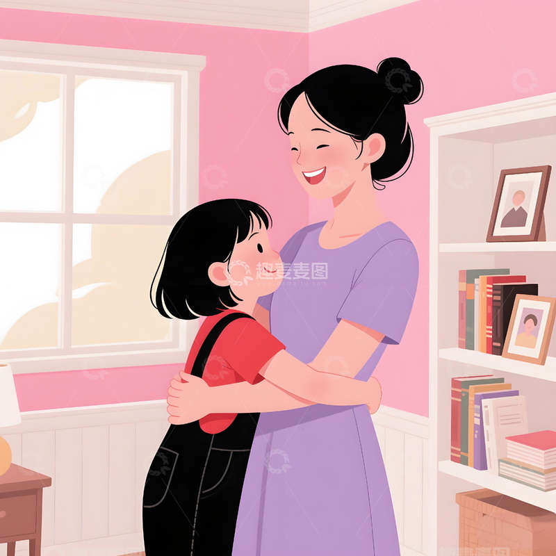 节日拥抱插画人物温馨互动拥抱手绘插画