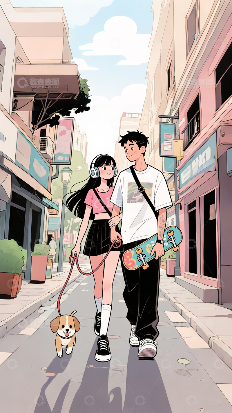 高清大图下载【趣麦麦图】情侣人物插画3