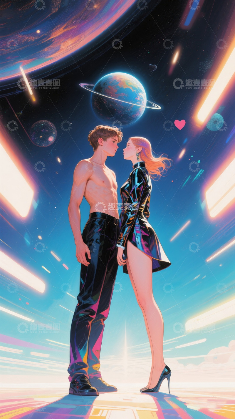 高清大图下载【趣麦麦图】情侣人物插画1