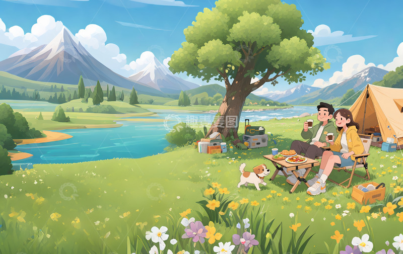 高清大图下载【趣麦麦图】情侣人物插画5