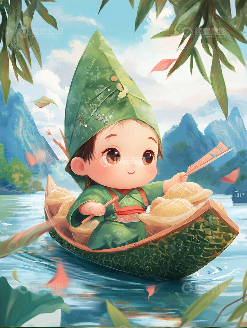 高清大图下载【趣麦麦图】节日唯美背景插画素材&mdash;&mdash;端午篇85