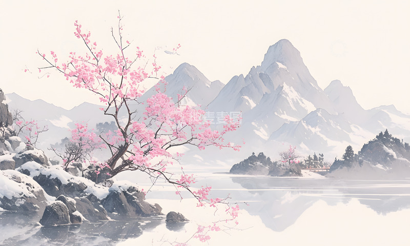 高清大图下载【趣麦麦图】中国风国风秋冬山水插画3