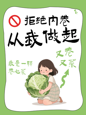 绿色清新通用拒绝内卷交流分享小红书