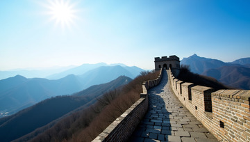 创意夏季晴天万里长城名胜古迹场景