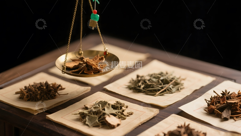 高清大图下载【趣麦麦图】中医中草药称药抓药养生保健场景配图10
