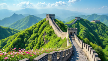 创意春天夏季万里长城名胜古迹场景1