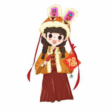 国潮虎头帽奶娃娃送福糖葫芦