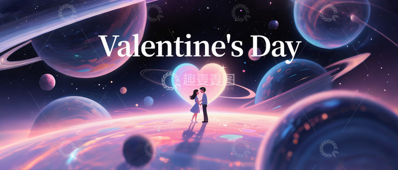 高清大图下载【趣麦麦图】情人节横向海报背景 