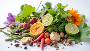 清新蔬菜水果食材堆叠场景
