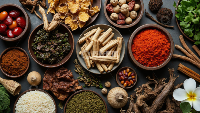 高清大图下载【趣麦麦图】食材香料调料俯视场景