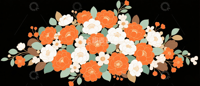 高清大图下载【趣麦麦图】中式美感风格花簇