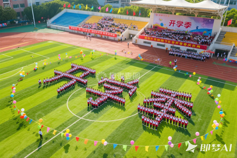 高清大图下载【趣麦麦图】学生开学季操场海报背景