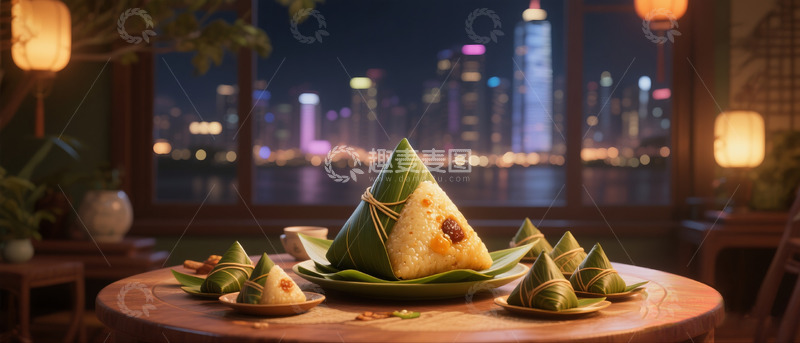 高清大图下载【趣麦麦图】端午节海报背景粽子