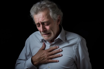 捂着胸口的一位老人