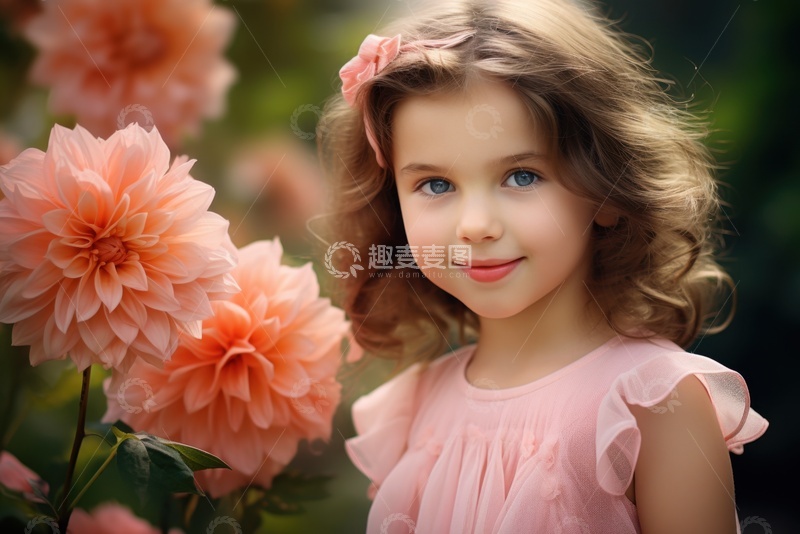 高清大图下载【趣麦麦图】花丛中的可爱少女