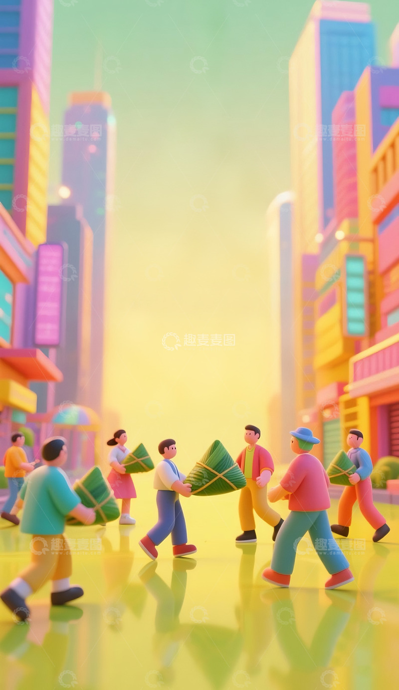 高清大图下载【趣麦麦图】端午节粽子人物海报6