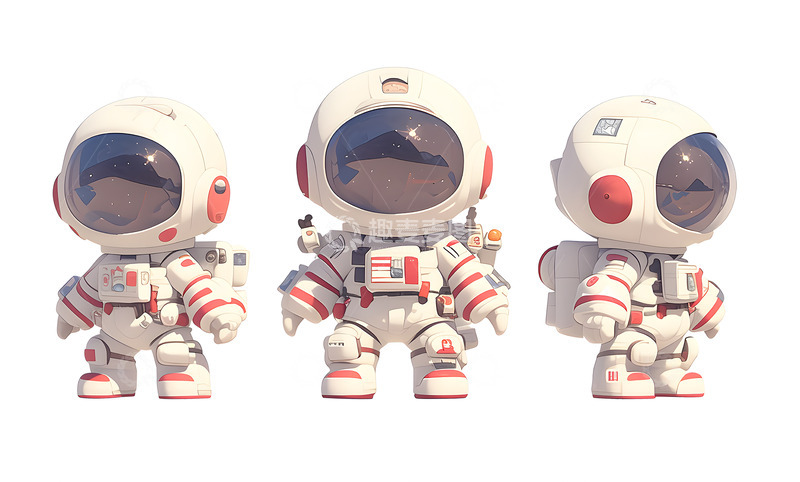 高清大图下载【趣麦麦图】免抠图卡通宇航员三视图1