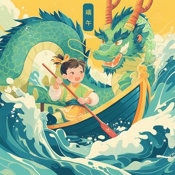 端午龙舟插画